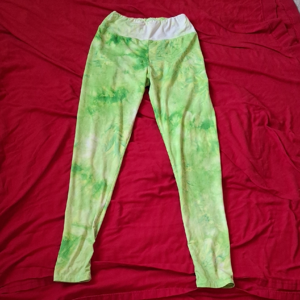 Kids Green Tie-Dye Leggings